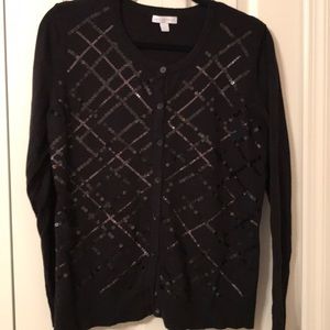Black long sleeve sequin cardigan sweater
